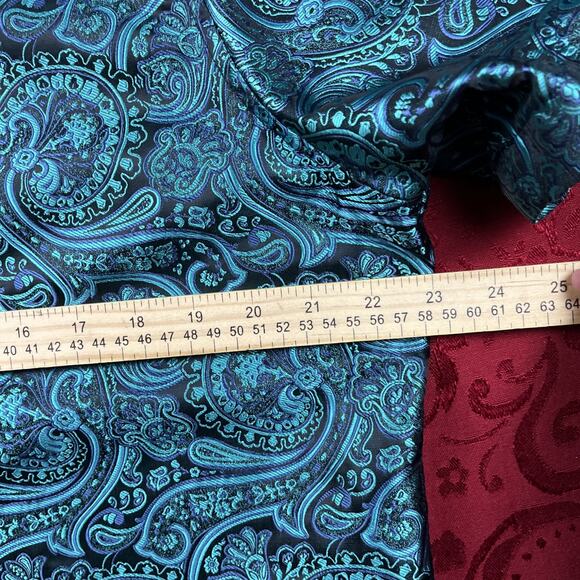 Hi-Tie Jacquard Paisley Button Up Shirt Men’s L Short Sleeve Made W/Tie Material - Picture 6 of 10